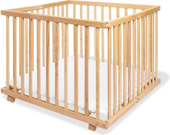 Cassa di Sicurezza per Bambini - Spazio di Gioco per Bambini - Cassa di Sicurezza in Legno - 97cm x 97cm x 75cm - Facile da Ripiegare e Regolabile in Altezza