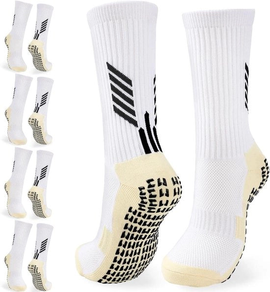 5 paia di calze di gomma bianchi per uomini - calze antiscivolo per calcio, pallacanestro, pallavolo, corsa e altro - Dimensione unica