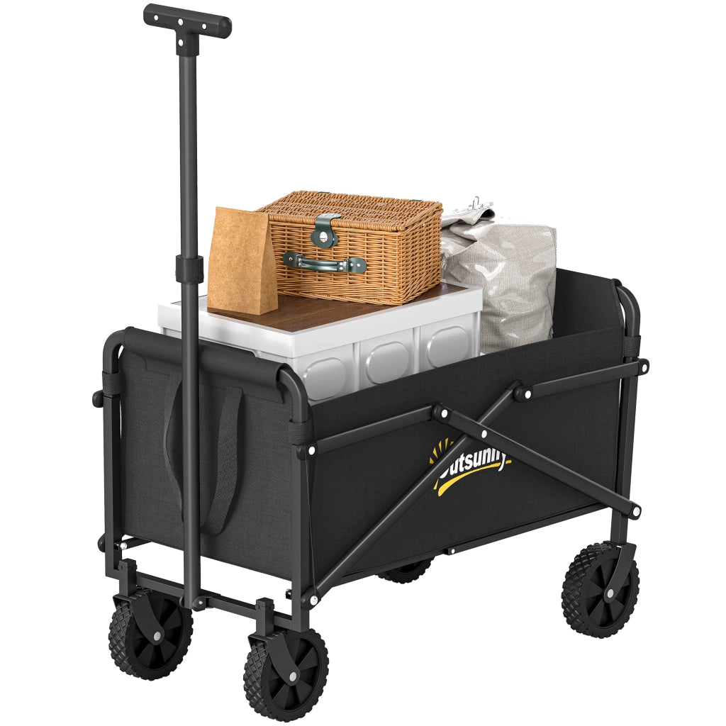 Carrello da giardino con sacchi e ruote ¨C zephmum ¨C nero 64x40x60-84 cm