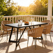 Tavolo da pranzo rettangolare 180 x 80 x 75 cm in MDF nero; stile moderno
