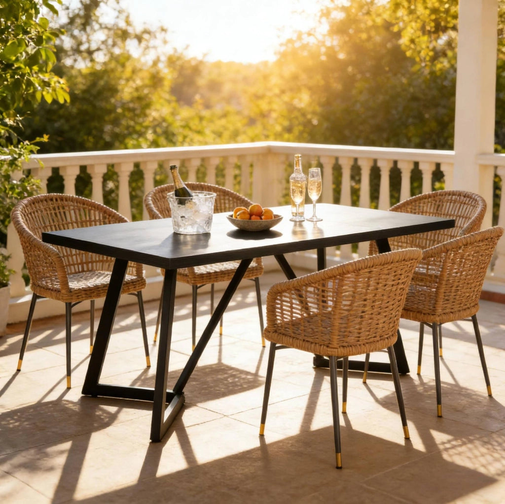Tavolo da pranzo rettangolare 180 x 80 x 75 cm in MDF nero; stile moderno