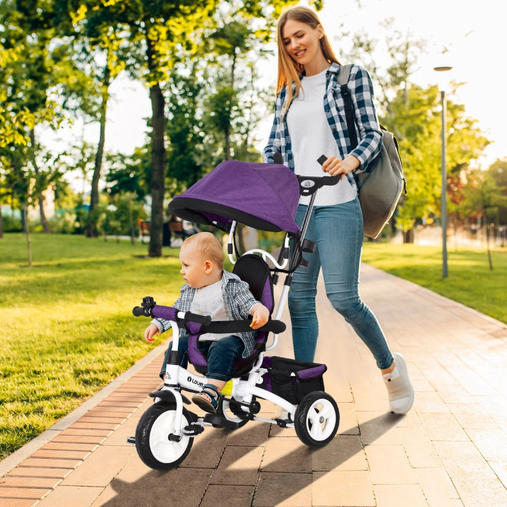 Triciclo per Bambini con Seggiolino e Cinturone di Sicurezza ¨C Zephmum ¨C Viola