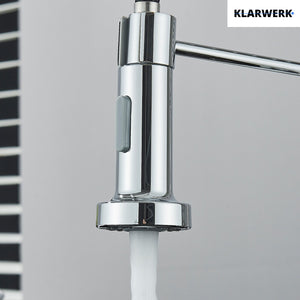 Bernd | Rubinetto cucina gastronomia restaurante cromato con molla|flessibile in acciaio inossidabile|Il miscelatore può essere Alta pressione 2 porte