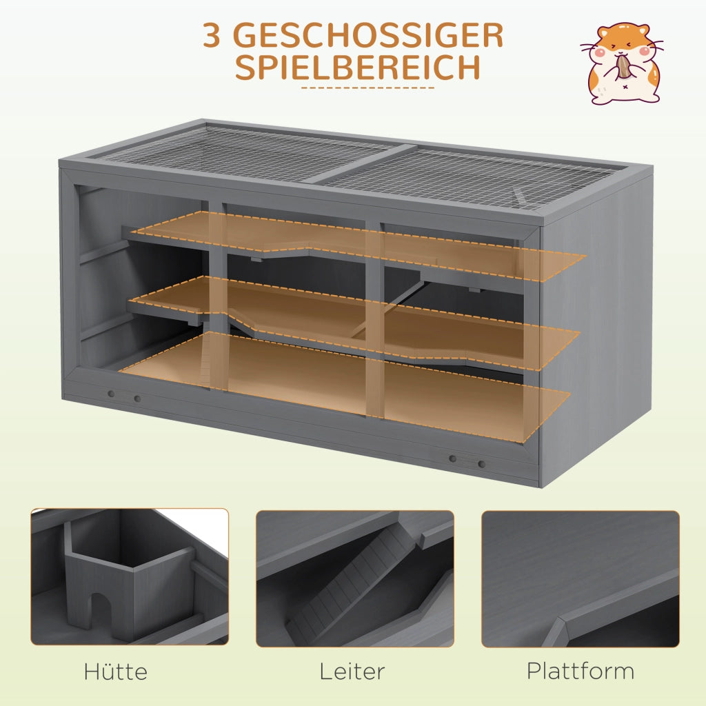 Gabbia per Criceti ¨C Minimal ¨C Legno Grigio