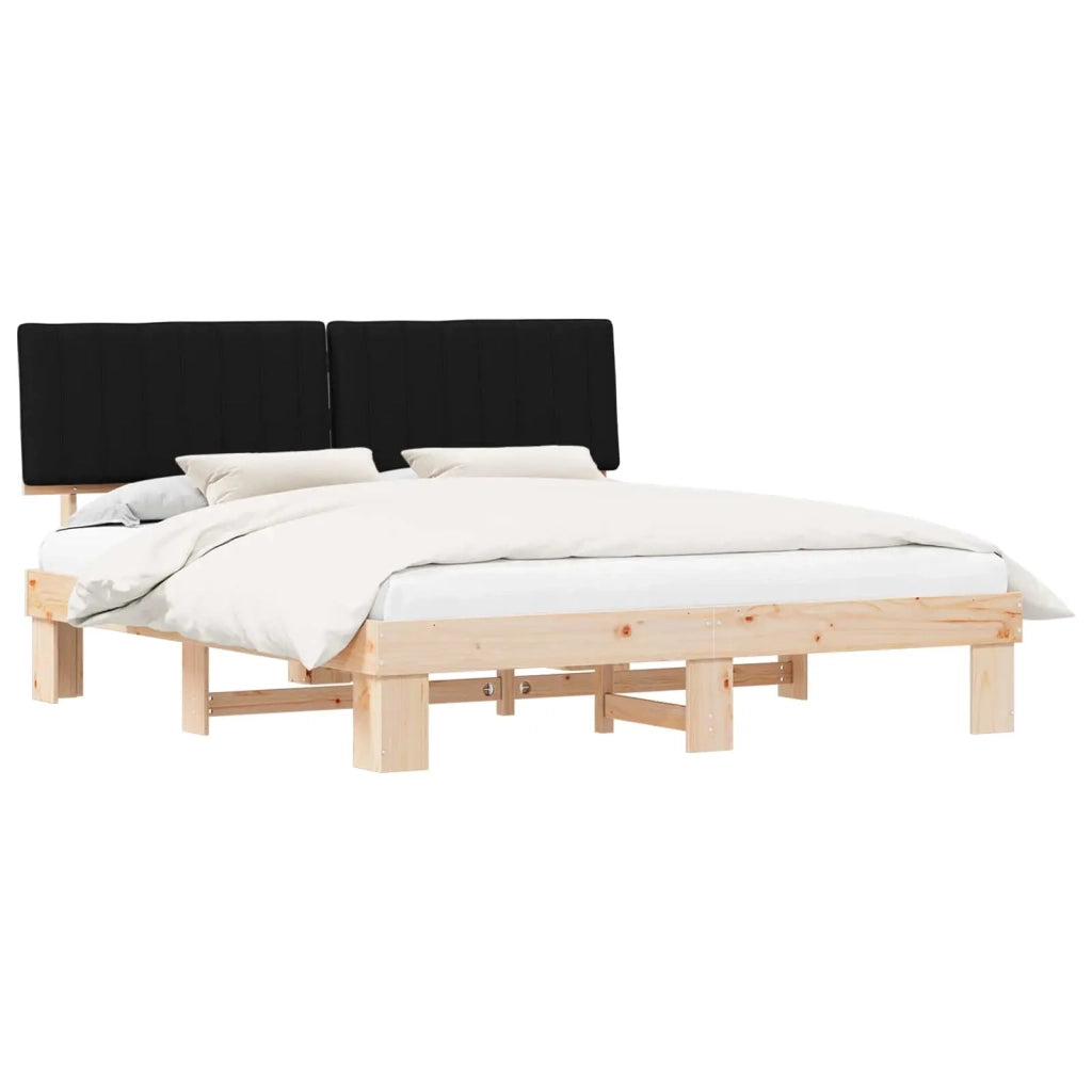 Letto con Testiera Rivestita Nero 180 x 200 cm Pino massello 3398101