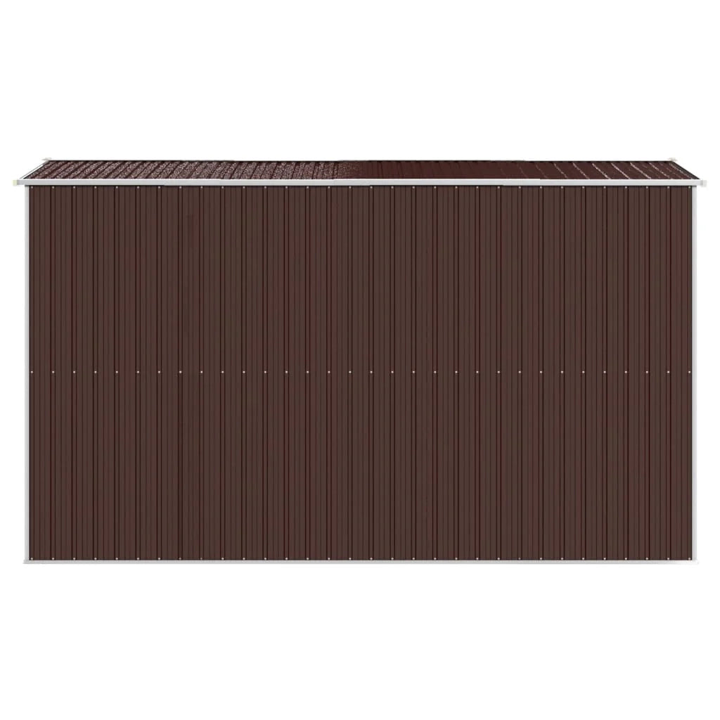 Casetta da giardino cabina ripostiglio capanno da esterno capanno per attrezzi robusta scura 192 x 357 x 223 cm acciaio zincato marrone 02_0022319