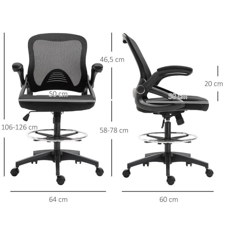 Sedia da ufficio ergonomica nera con funzione standing, poggiapiedi e ruote