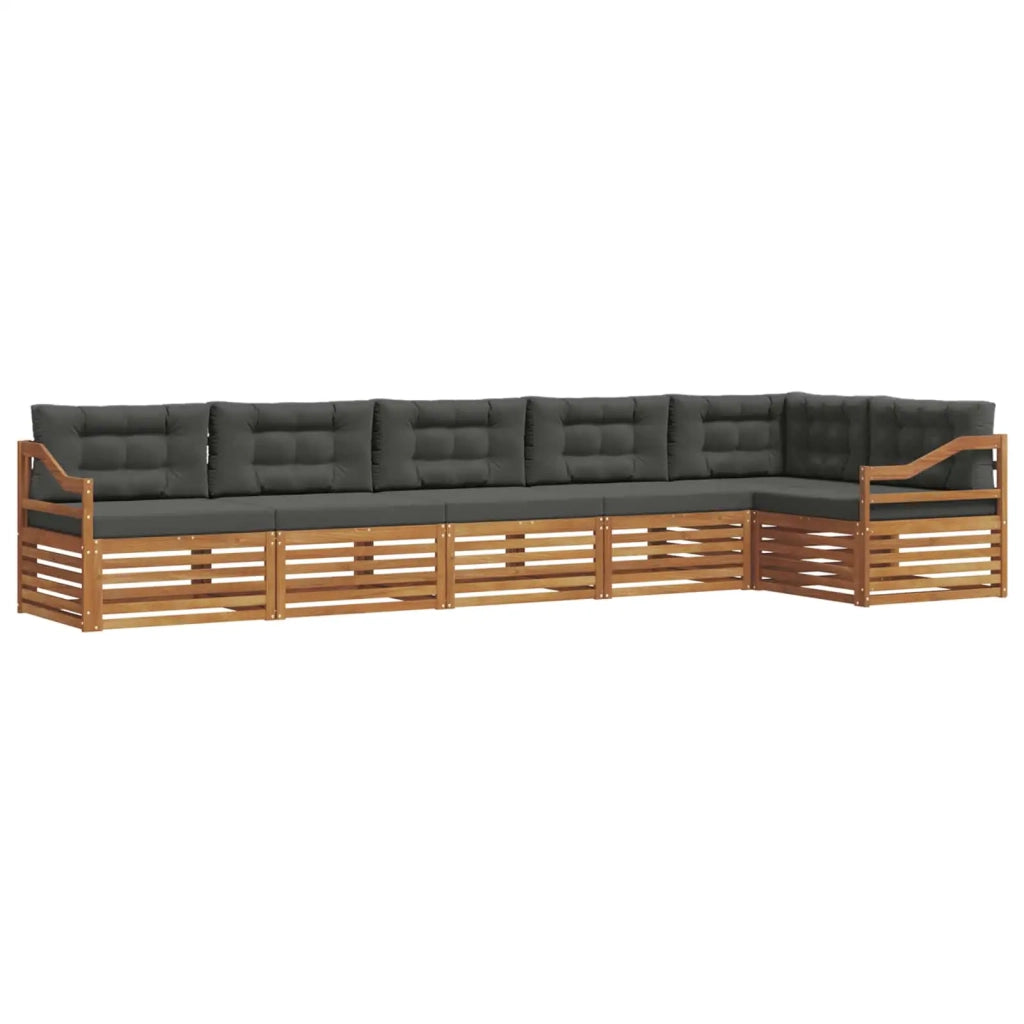 Set di divani da esterno con cuscino 6 pcs Naturale e Antracite