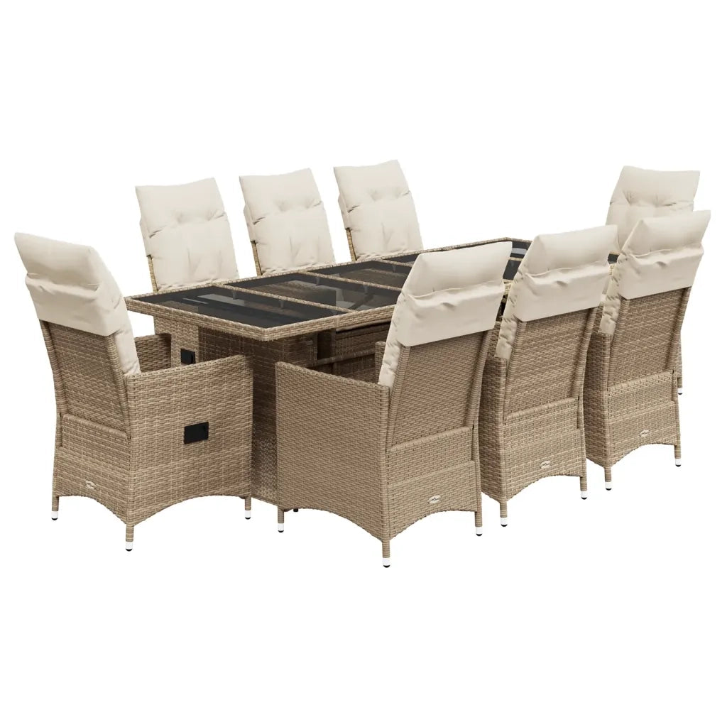 Set da Bistrò da Giardino 9 pz con Cuscini Beige in Polyrattan 3277246