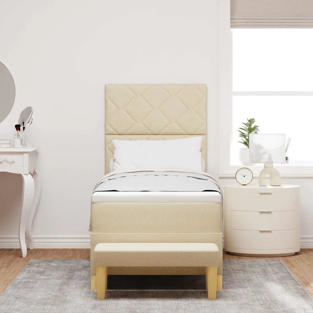 Letto a molle con materasso Crema 80 x 200 cm Tessuto