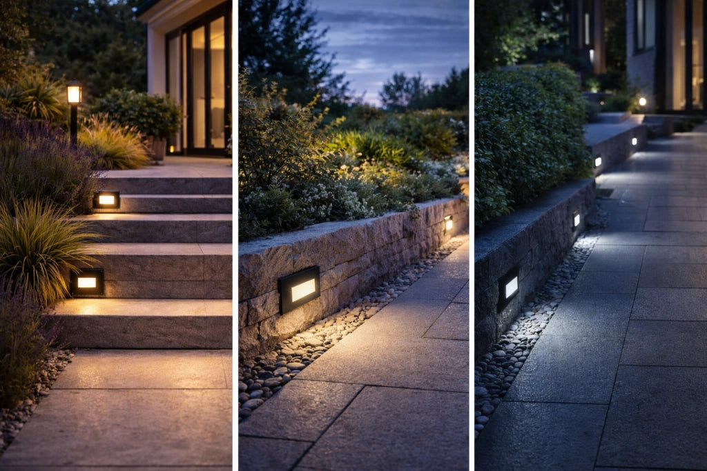 Segnapasso Faretto LED da incasso per scatola 503 IP65 4W 3 tonalità CCT Luce calda, naturale, fredda - vetro Nero per esterni e interni 220V