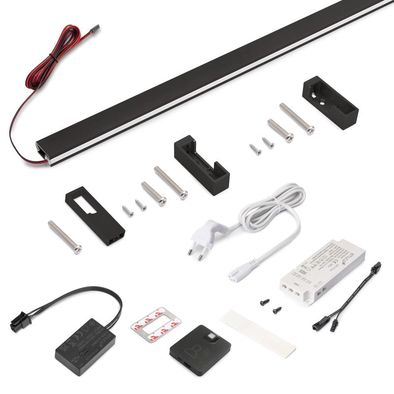 Kit barra per armadio Luxe, striscia LED 4,5x8 Neonlynx V, sensore di movimento RF Smart e convertitore Smart (24V DC)..