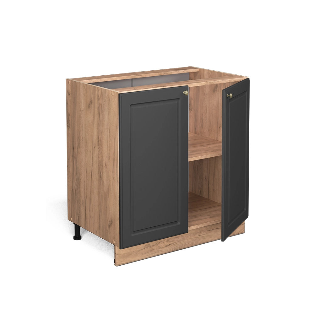 Mobiletto base cucina Fame-Line Antracite-oro/Rovere dorato 80 cm con ripiano, senza piano di lavoro Vicco