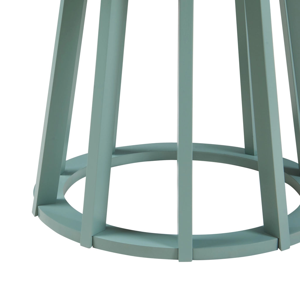 Tavolino da Divano Lensuu con Piano Rotondo in Effetto Rovere e Base Verde Pastello 48 x Ø48 cm [en.casa]