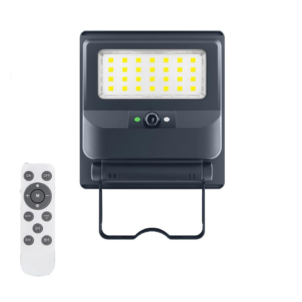 Faro con Pannello Solare da Esterno 50W con Sensore Crepuscolare e di Movimento, LED 500 Lumen IP65 con Telecomando, Luce Fredda 6500K, per Giardino, Parete, Cortile