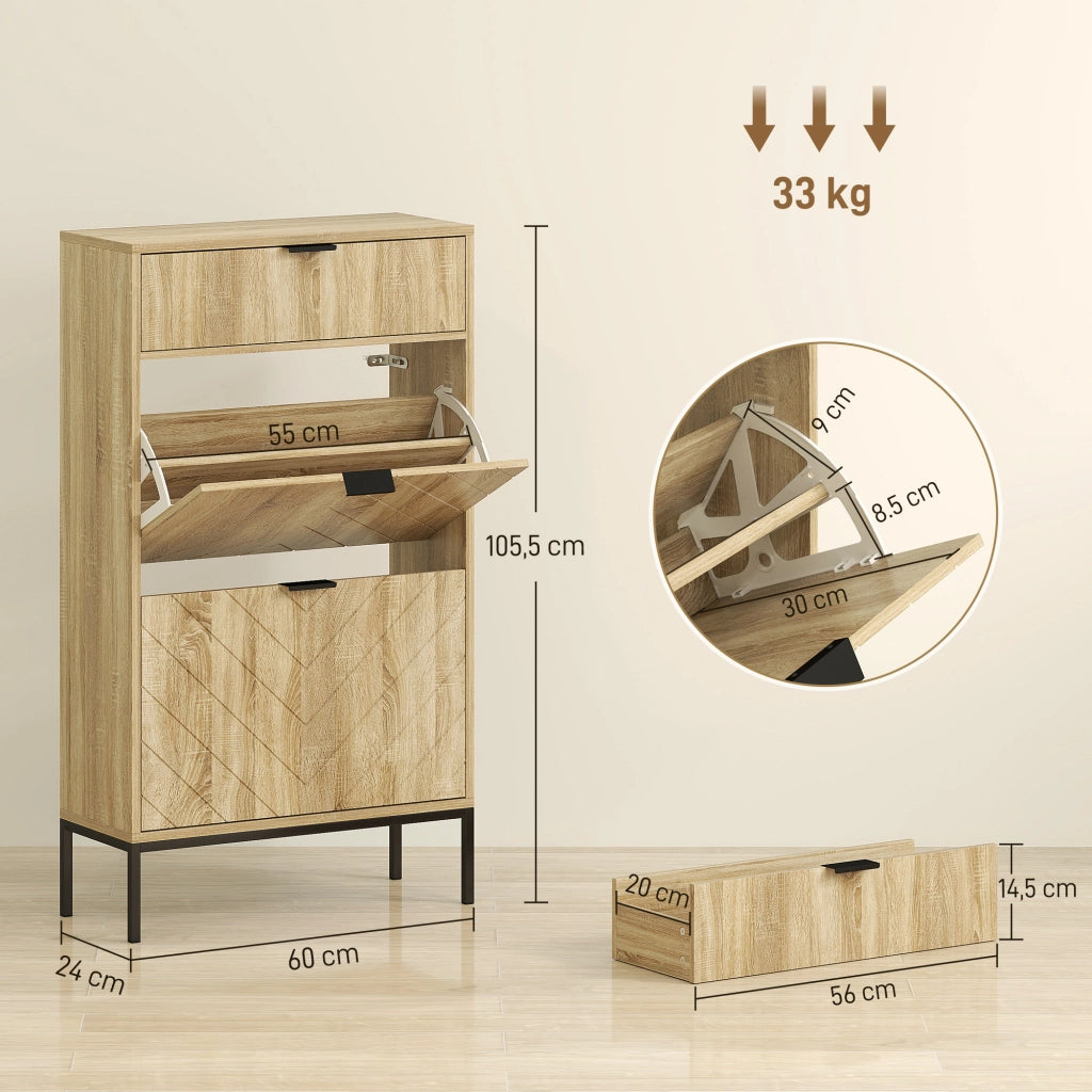 Armadio per scarpe con cassetti e ripiani ¨C Zephmum ¨C Robe 60x24x105.5 cm
