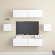 Set Mobili Porta TV 6 pz Bianco in Legno Multistrato 3078682