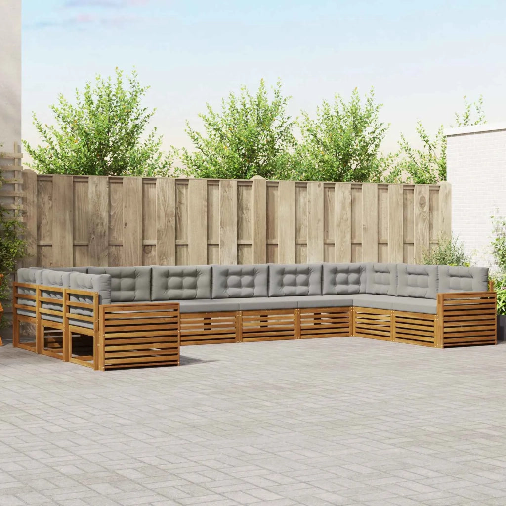 Set divani con cuscino 9 pcs Grigio Naturale e Chiaro