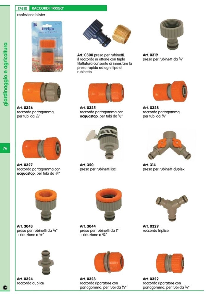 12blister irrigo art. 0327 portagomma raccordo per tubi da 3/4 aquastop cod:ferx.10666