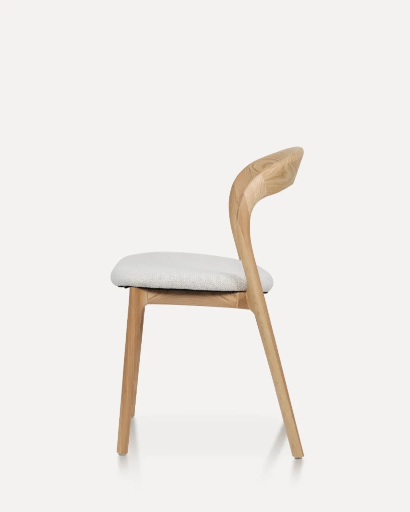 Sedia in legno Cameron, colore naturale/bianco sporco