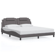 Letto matrimoniale | Letto per adulti | Giroletto Viana senza Materasso Grigio 180x200 cm in Similpelle