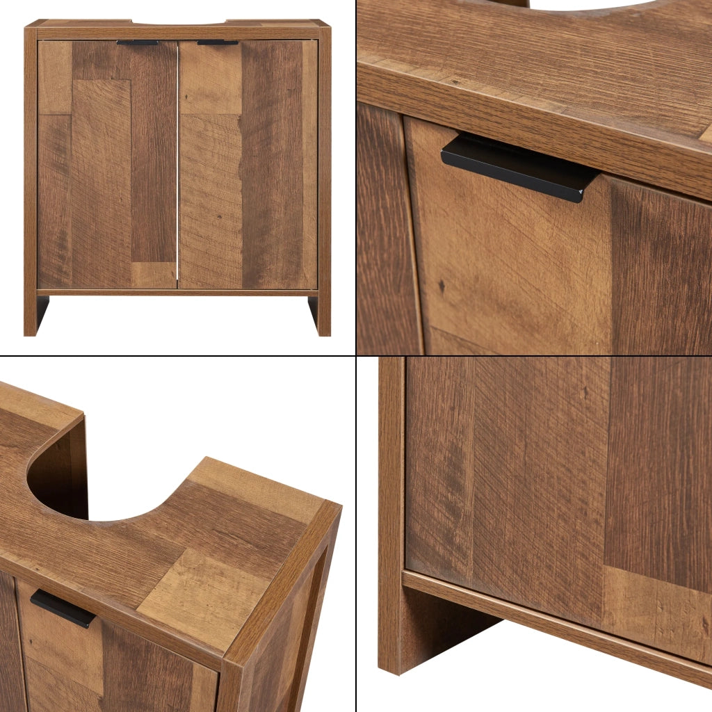 Mobiletto sottolavabo per bagno stile design 60 x 60 x 30 cm truciolato marrone 03_0009982