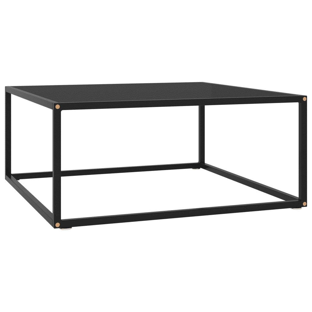 Tavolino da Salotto Nero con Vetro Nero 80x80x35 cm  cod mxl 9435
