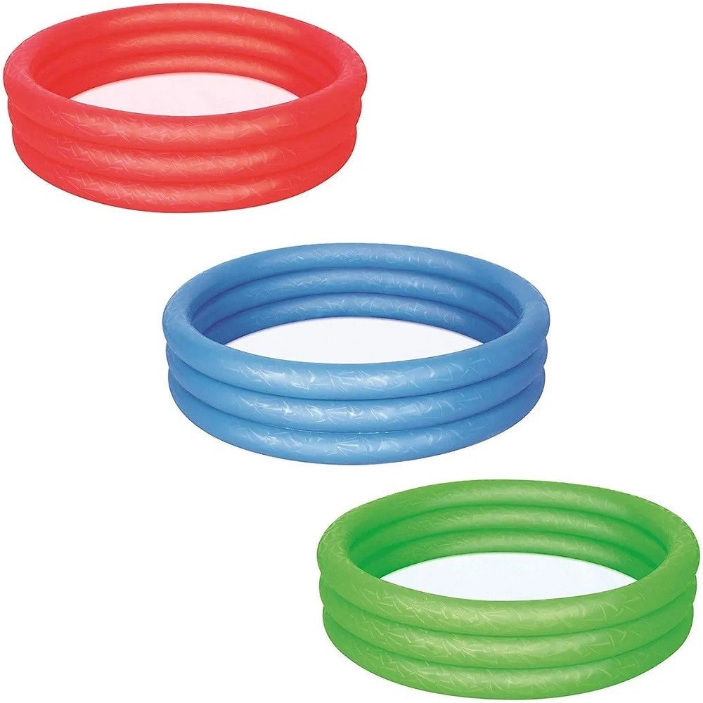 Trade Shop - Piscina Gonfiabile Tinta Unita Effetto Ghiaccio 3 Anelli Giardino 102x25cm 51024 -