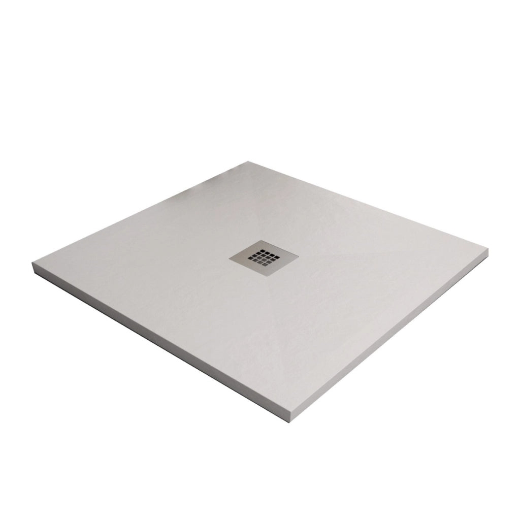 Piatto doccia bianco in marmoresina con griglia inox e piletta gratis - star plus, misura 120x120