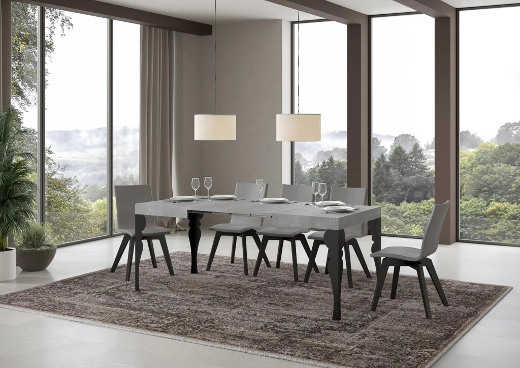 Tavolo allungabile 80x120/204 cm Paxor Cemento telaio Antracite