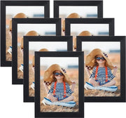 Set di 7 cornici per foto nere - set di collage - 10x15 cm - vetro reale - 7 pezzi