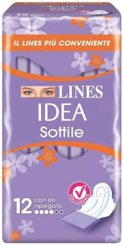 LINES IDEA SOTTILE ASSORBENTI RIPIEGATI CON ALI IN CONFEZIONE DA 12 PEZZI