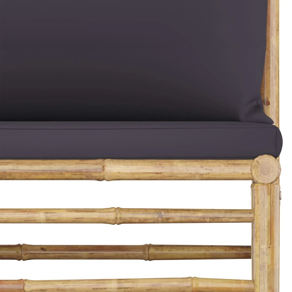 Set di mobili da giardino per esterni 6 pezzi con cuscini in bambù grigio scuro 02_0016784