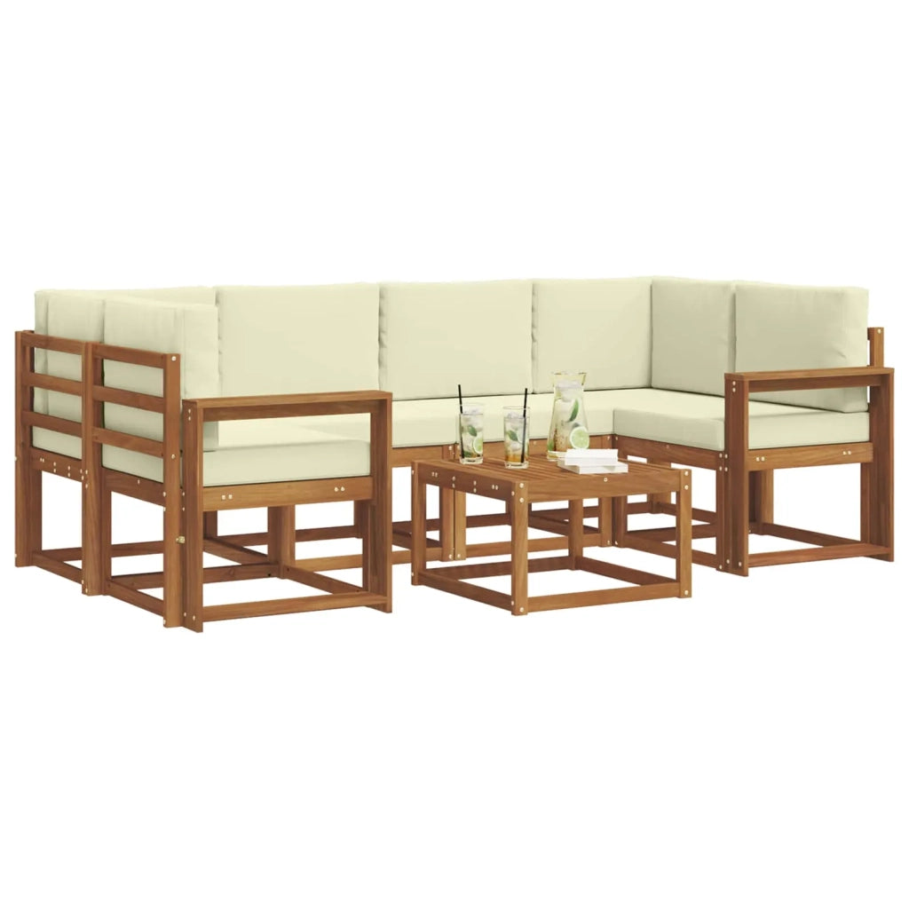 Set di divani da esterno con cuscino 7 pcs Naturale e Crema 3366083