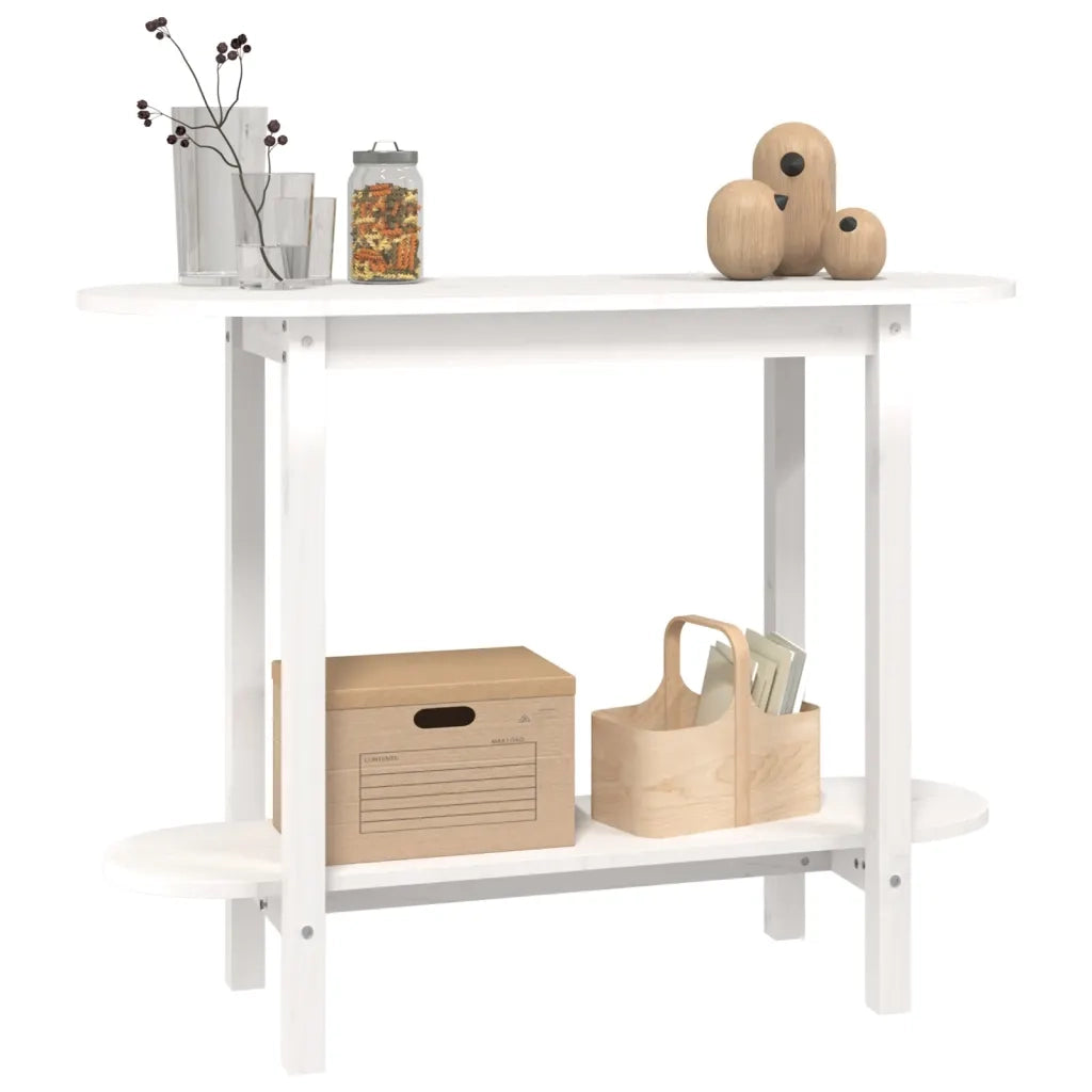Tavolo Consolle Bianco 110x40x80 cm in Legno Massello di Pino cod mxl 19903