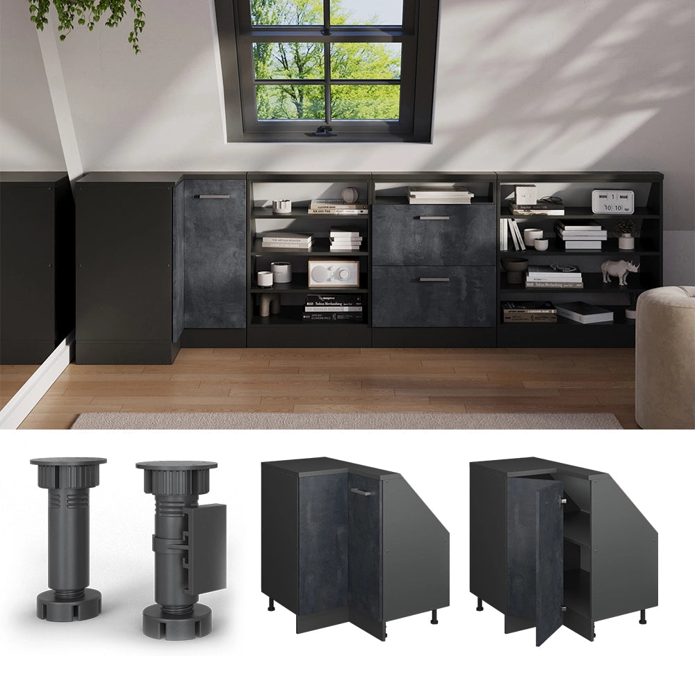 Mobile sottotetto Mobile angolare Rion Calce nera/Antracite 75.6 x 83.8 cm con 1 porta Vicco