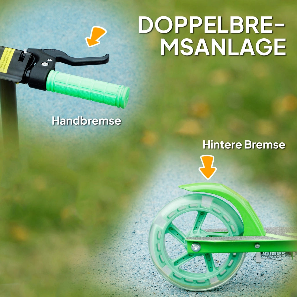 Monopattino per bambini pieghevole ¨C Xylo ¨C struttura in metallo con doppi freni, 3-8 anni, verde