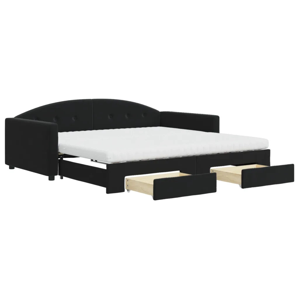Divano Letto Estraibile con Cassetti Nero 100x200 cm in Vellutocod mxl 130640