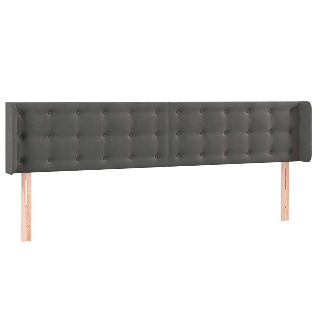 Testiera | Testata ad Orecchio Grigio Scuro 163x16x78/88 cm in Velluto