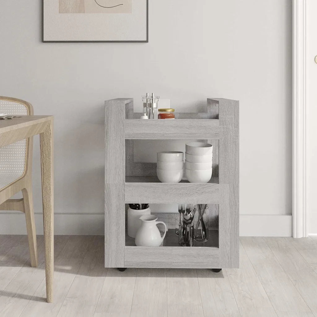 Carrello da Cucina-Scaffale per Cucina Grigio Sonoma 60x45x80 cm Legno Multistrato