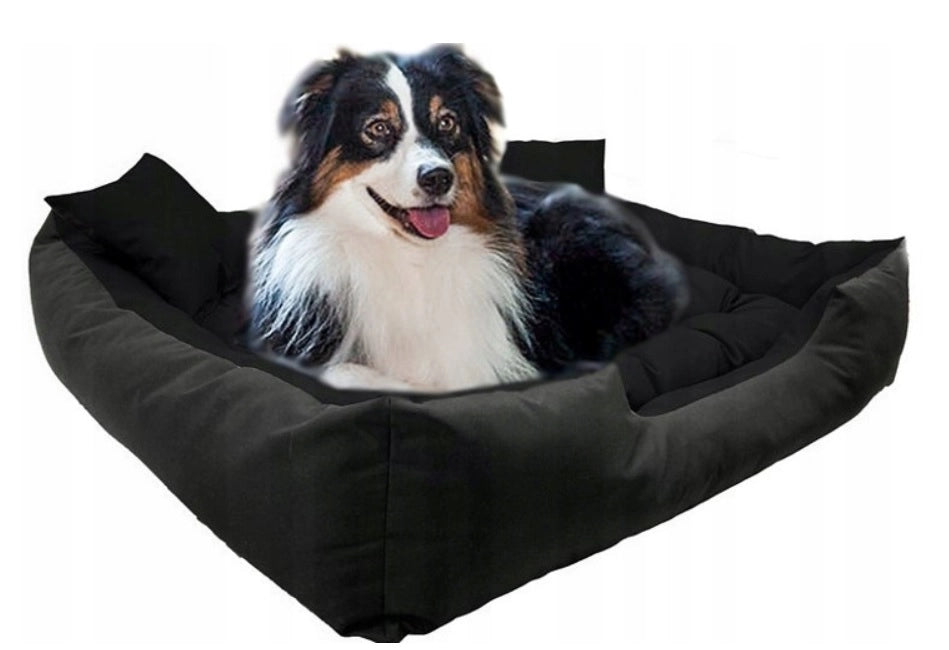 AIO FACTORY 115x95 cm ECCO Cuccia per cani impermeabile nera con cuscino per cani