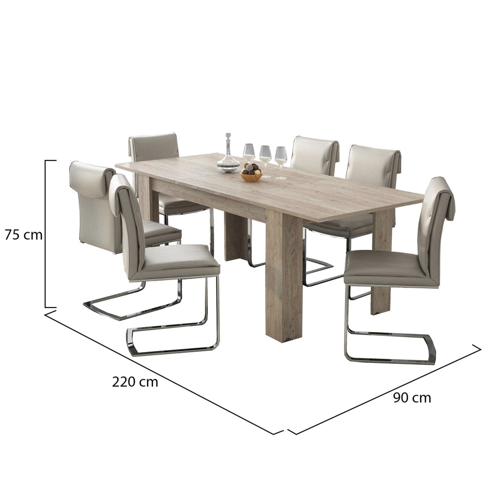 Campora, Tavolo Allungabile Allungabile, 220x90x75h cm Grigio Rovere Grigio