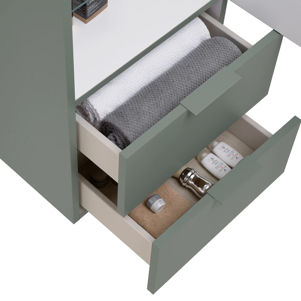 Colonna bagno sospesa 110 cm salvia opaco con anta e cassetti Matisse