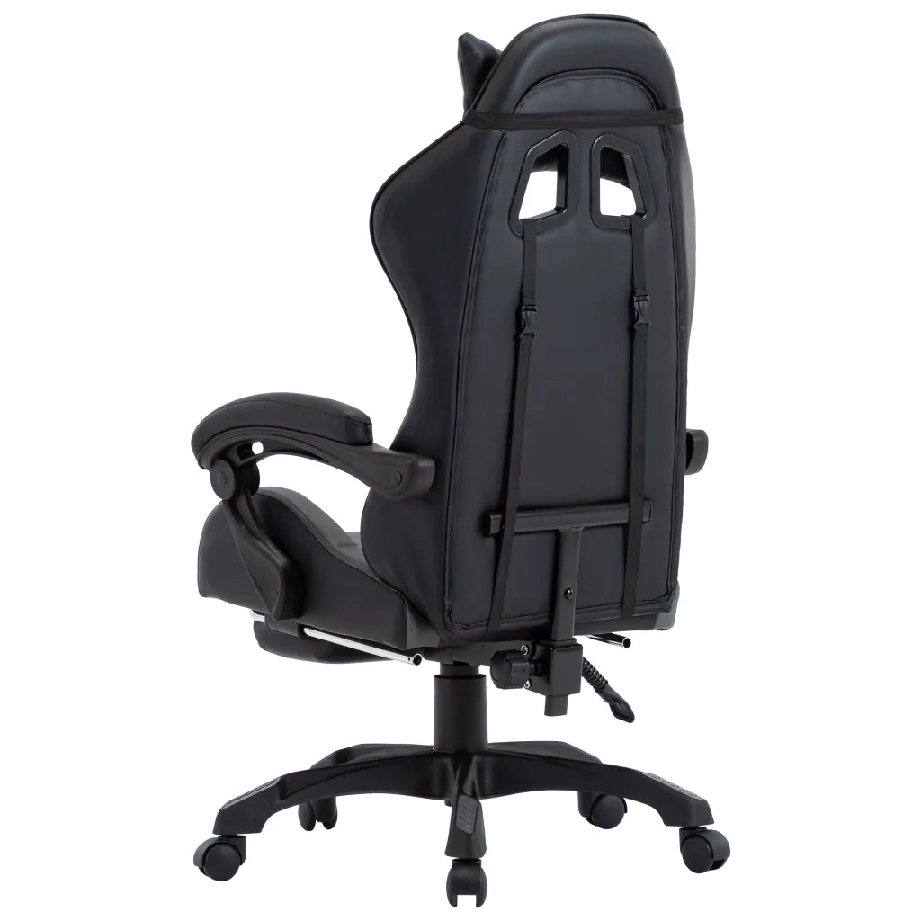 Sedia da Gaming con Poggiapiedi Grigia e Nera in Similpelle 287990