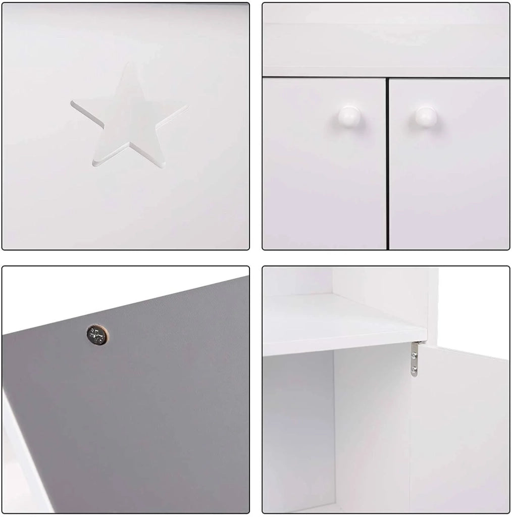 Scaffale per bambini con anta in legno chiudibile a chiave bianco-grigio 19_0000173