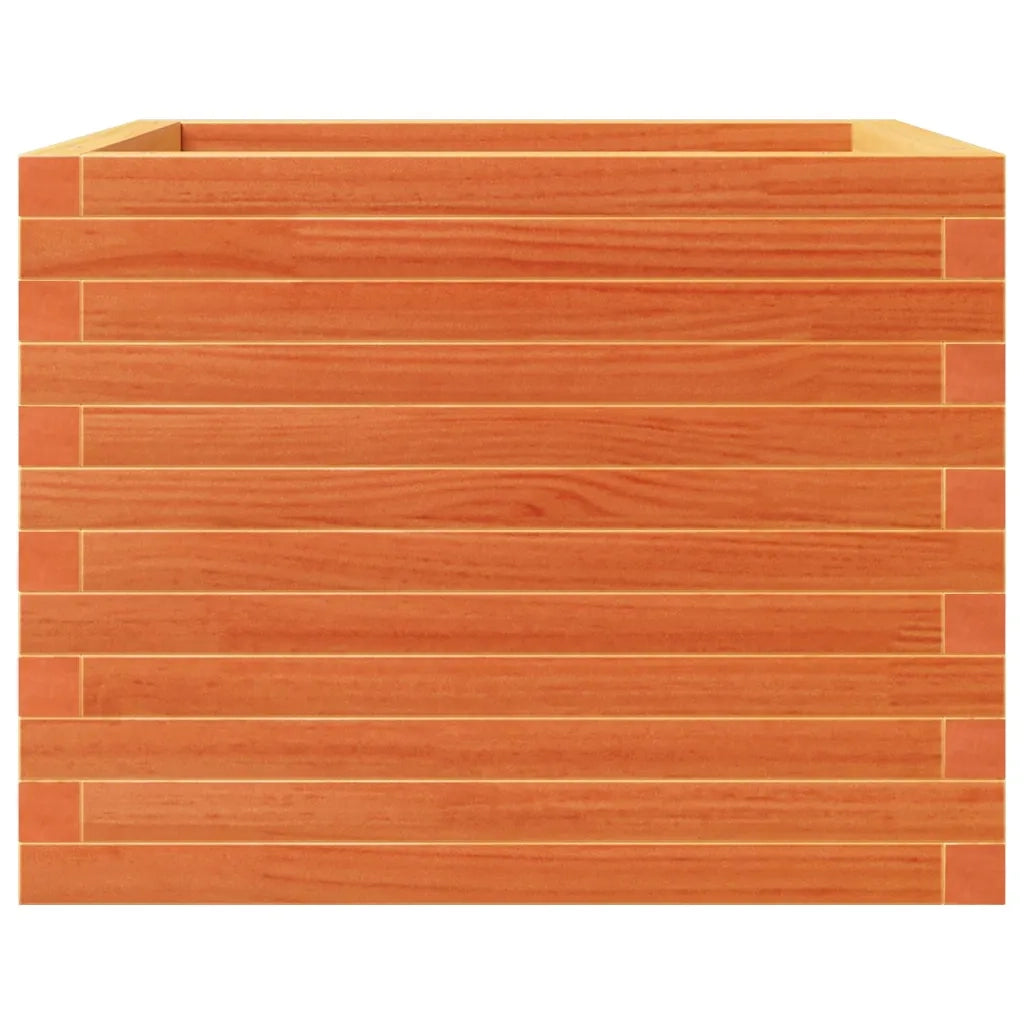 Fioriera | Cassetta per fiori | Vaso Giardino Marrone Cera 60x60x46 cm Legno Massello Pino