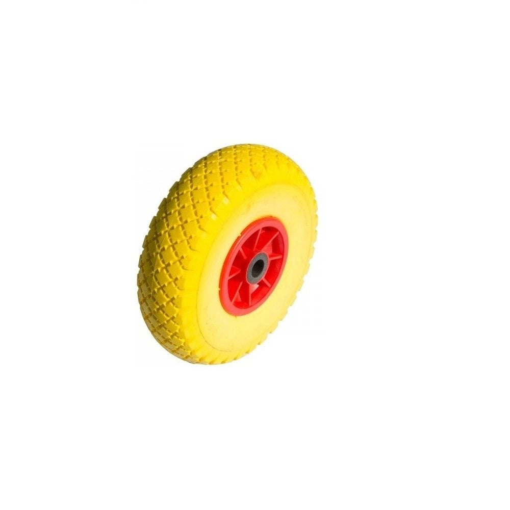 Ruota gialla antiforatura pu piena carriole carrelli cerchio in plastica 260x85