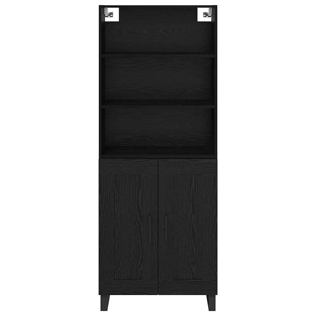Credenza con cassetto 2 pcs Rovere Nero Legno multistrato