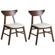Set di 2 sedie da pranzo Marrone scuro e beige Schienale in legno di gomma poliestere e telaio Seduta imbottita Sala da pranzo Cucina