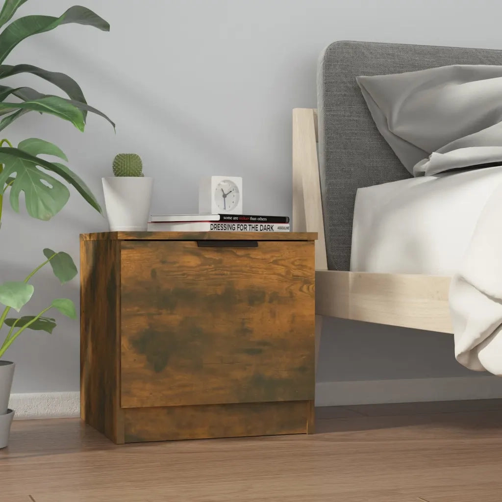 Comodini 2pz-Set di 2 Tavolino da notte Rovere Fumo 40x39x40 cm